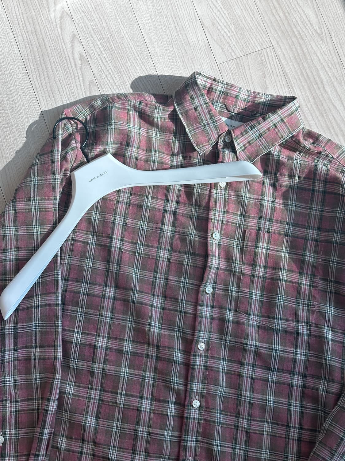 [2회착] 유니온블루 체크셔츠 핑크 m 품절상품 상품이미지1