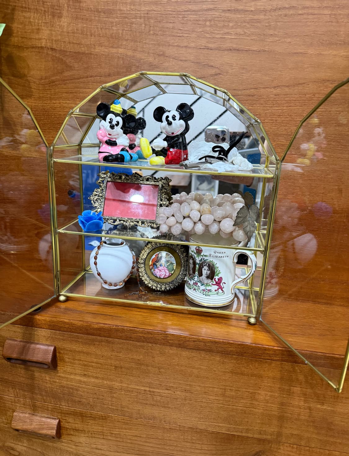 프랑스빈티지 무드의 황동 & 유리 행잉 쇼트린 상품이미지1