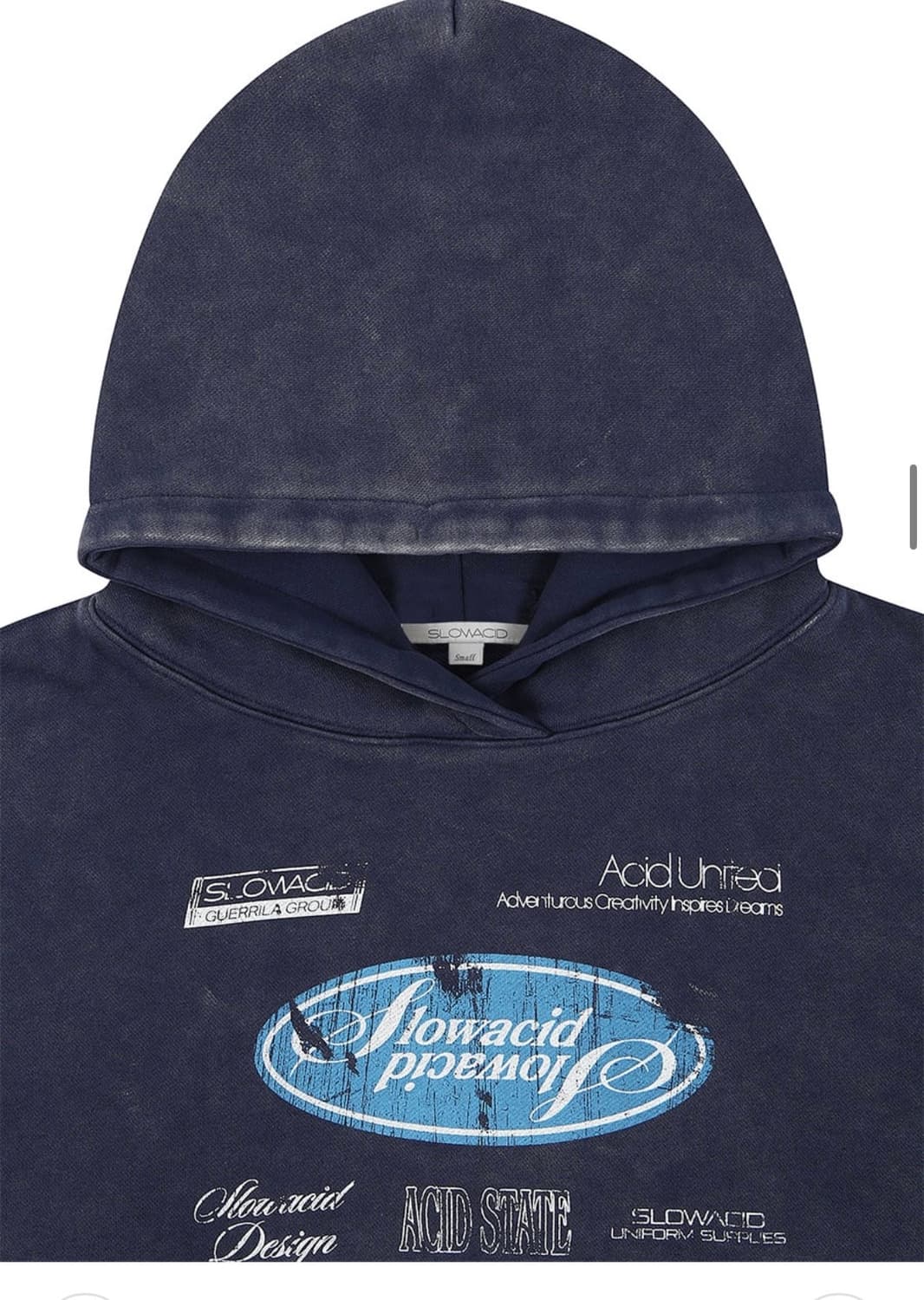 (새상품)(L) 슬로우애시드 워시드 80s 메카닉 와이드 후디 [네이비] 상품이미지8