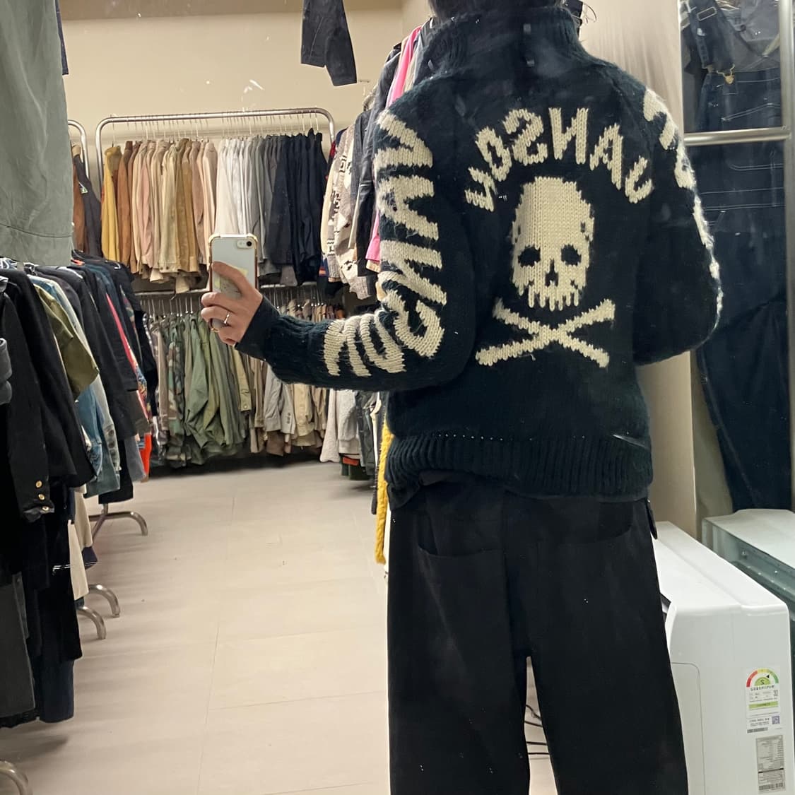 밴슨 레더 양털 니트 집업 M 상품이미지10