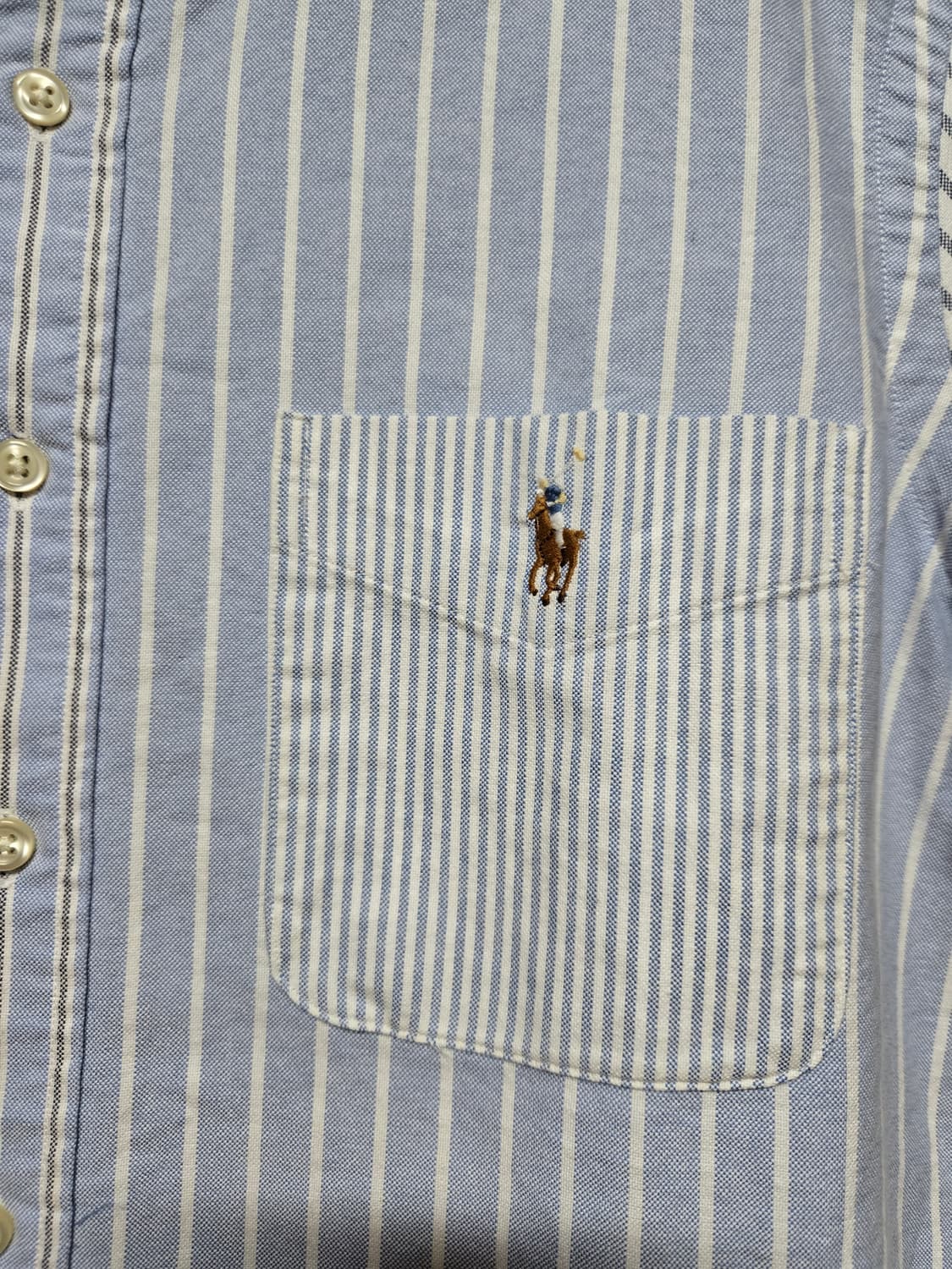 폴로랄프로렌 옥스포드 백색 스트라이프 반팔셔츠(새상품) 상품이미지3