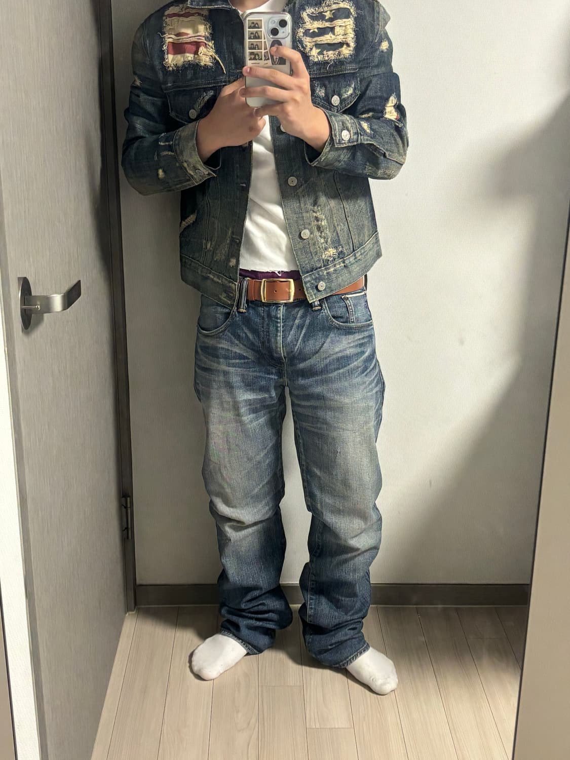 데님앤서플라이 성조기 데님 자켓 S 착샷있음 상품이미지6