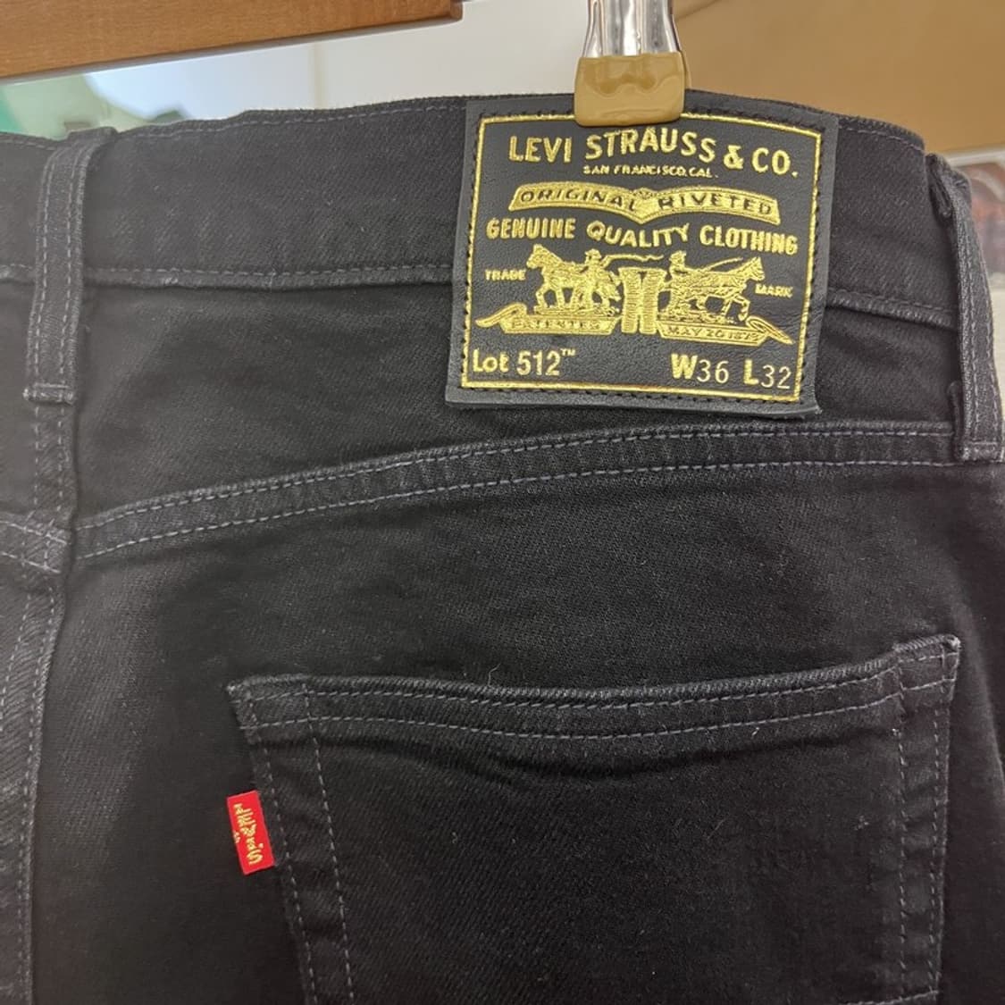 리바이스 512 빅E 프리미엄 골드 흑청 데님팬츠 36인치 C10526 상품이미지5
