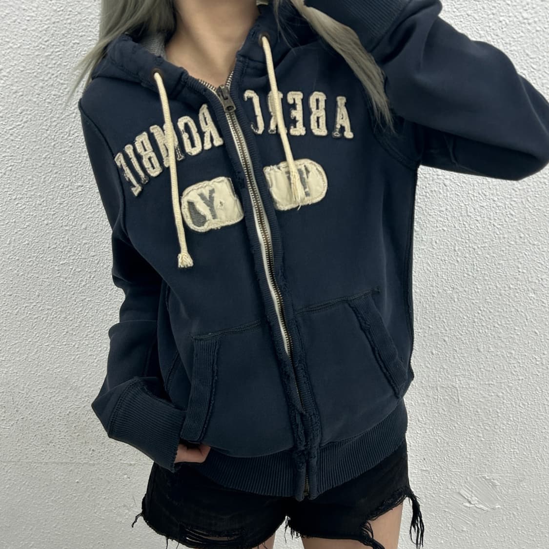 아베크롬비 빈티지 네이비 후드집업 S 상품이미지1