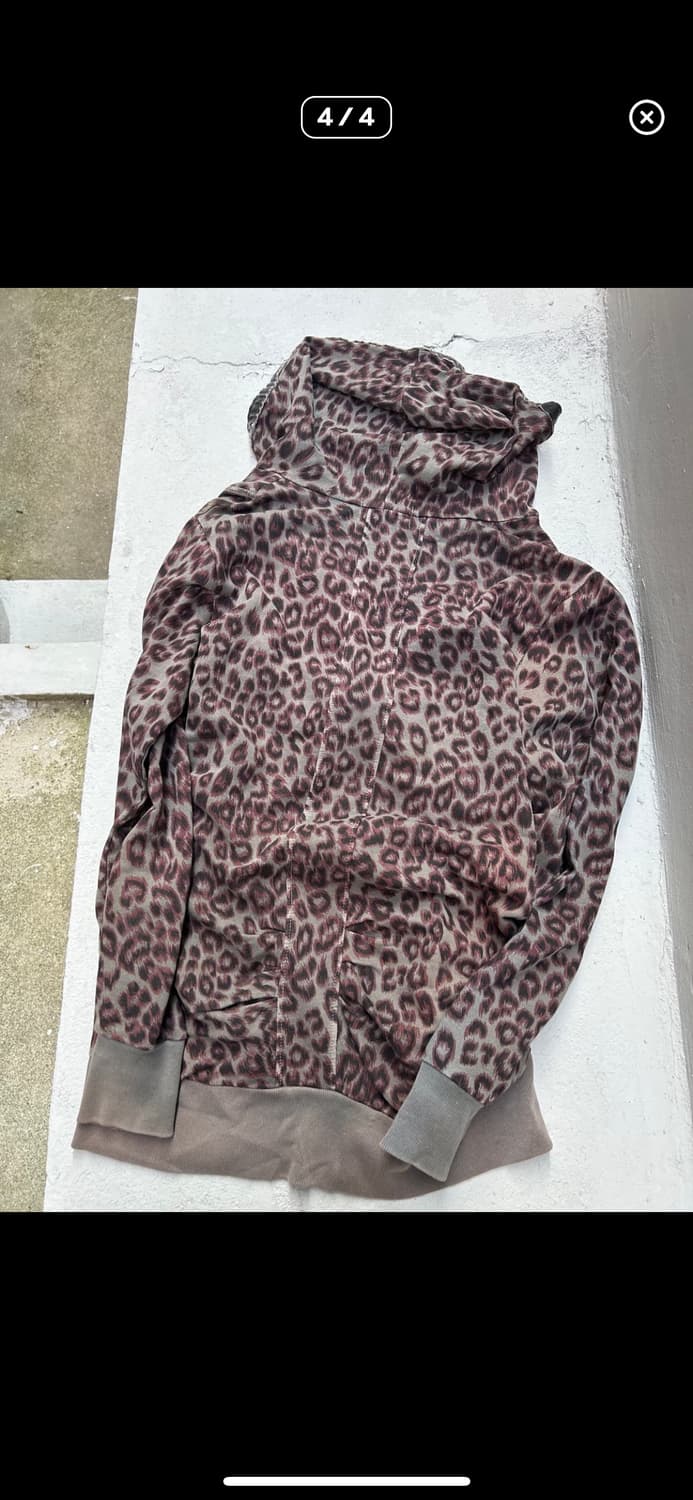 00s 빈티지 레오파드 갸루 단추 후드집업 상품이미지2