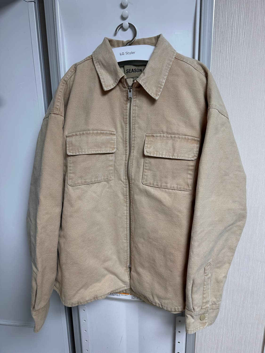 이지 시즌 4 플란넬 집업 자켓 오트밀 상품이미지1