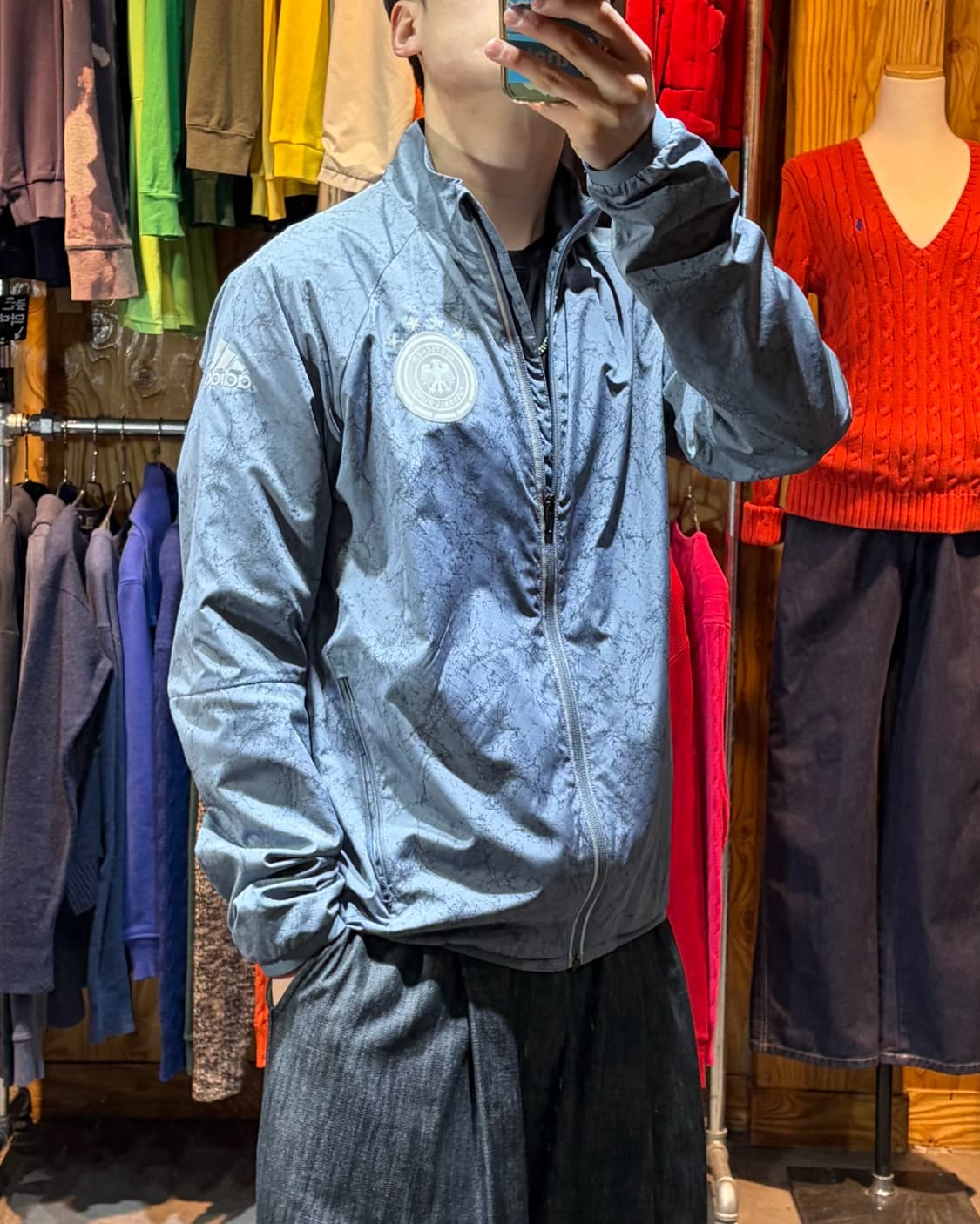 L 아디다스 독일 패치 크랙 애쉬블루 바람막이 상품이미지1