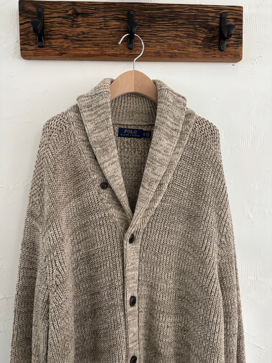 Polo 폴로 랄프로렌 신형 딥베이지 숄카라 코튼 가디건 상품이미지3