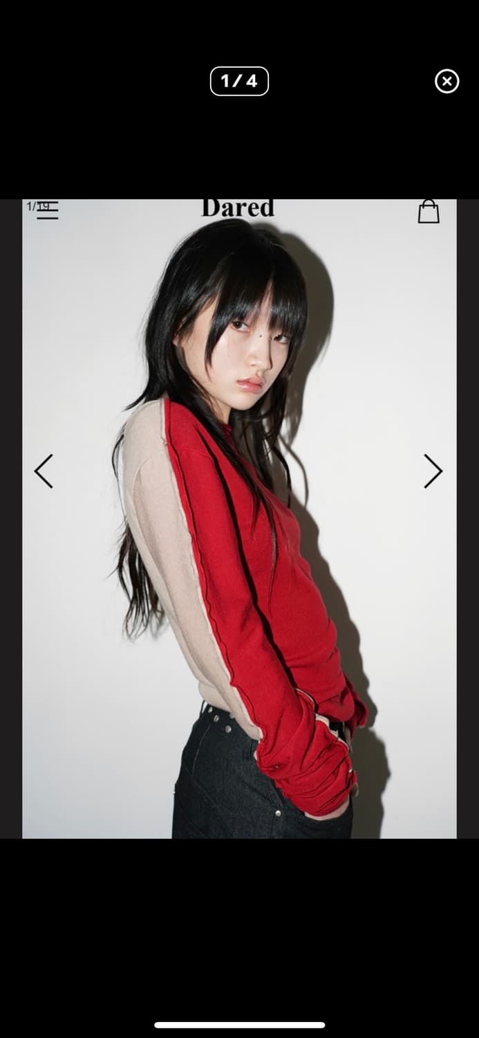 데어드 하프앤하프 롱슬리브 레드 상품이미지3