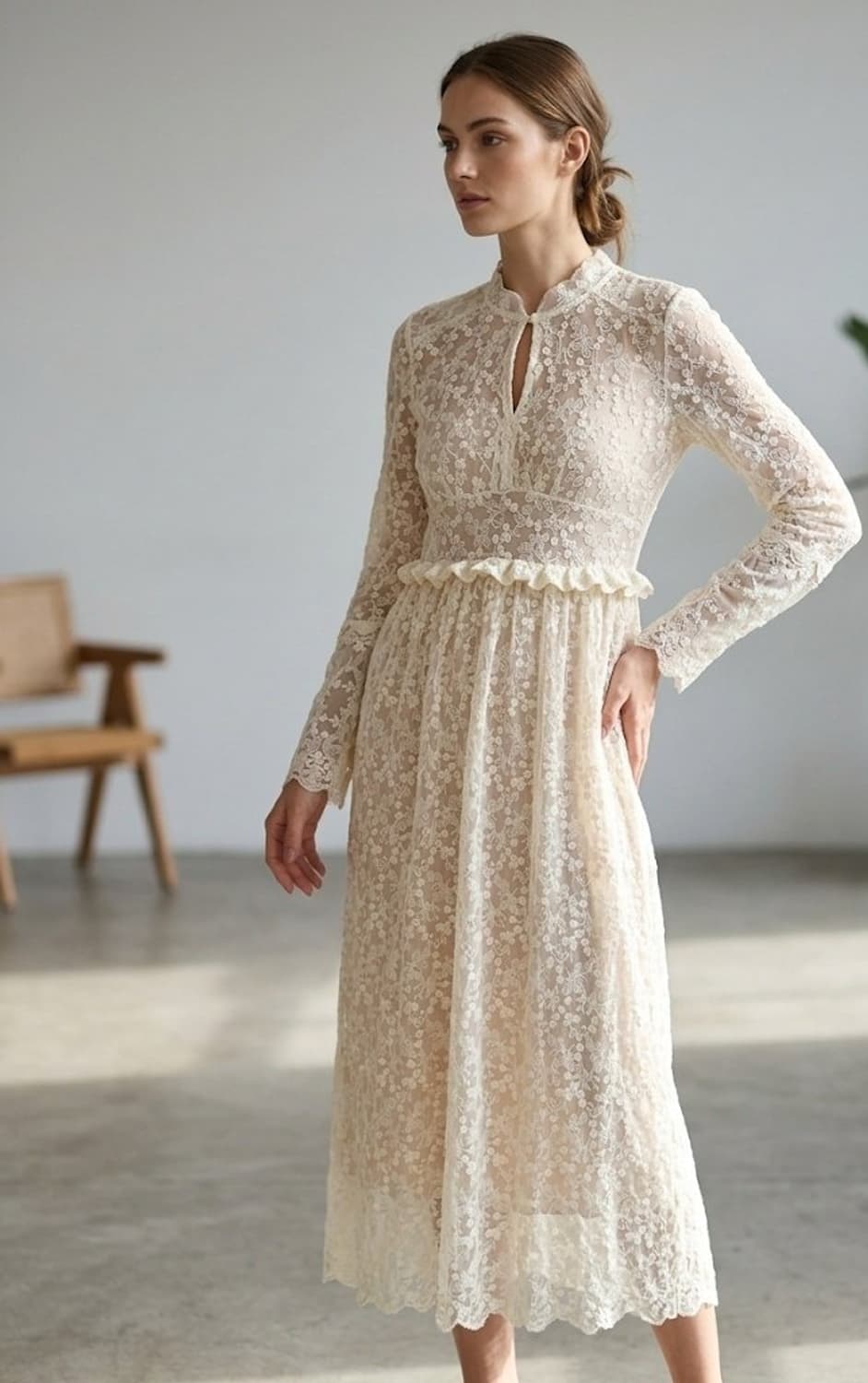 DKNY 자수 레이스 원피스. 상품이미지2