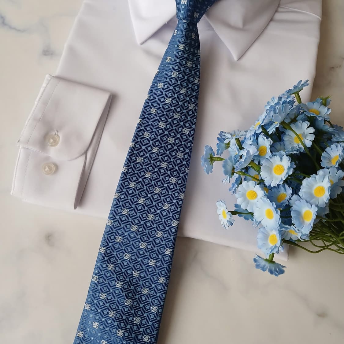 닥스 실크 블루 로고 자수 패턴 넥타이 8.3cm A+등급 A19882
 상품이미지5