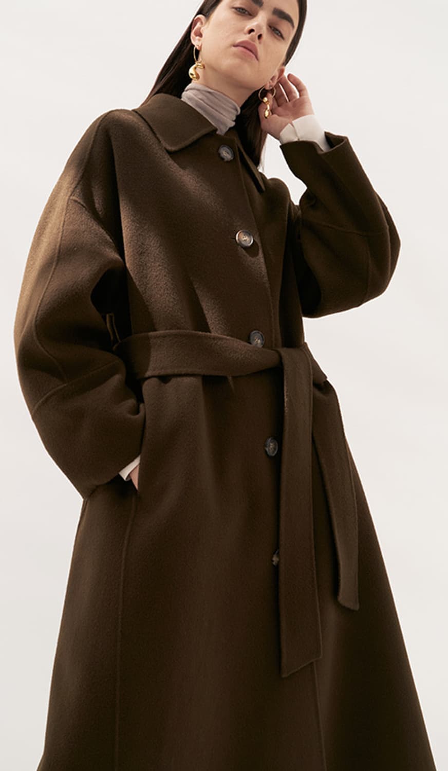 모한 Mohan 캐시미어 싱글 코트 다크 브라운 상품이미지1