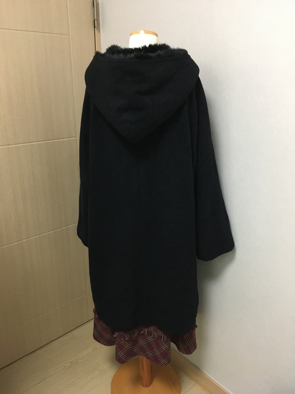 일본빈티지 블랙 울 앙고라 후드 퍼 떡볶이 코트 모리걸 미니멀 상품이미지2