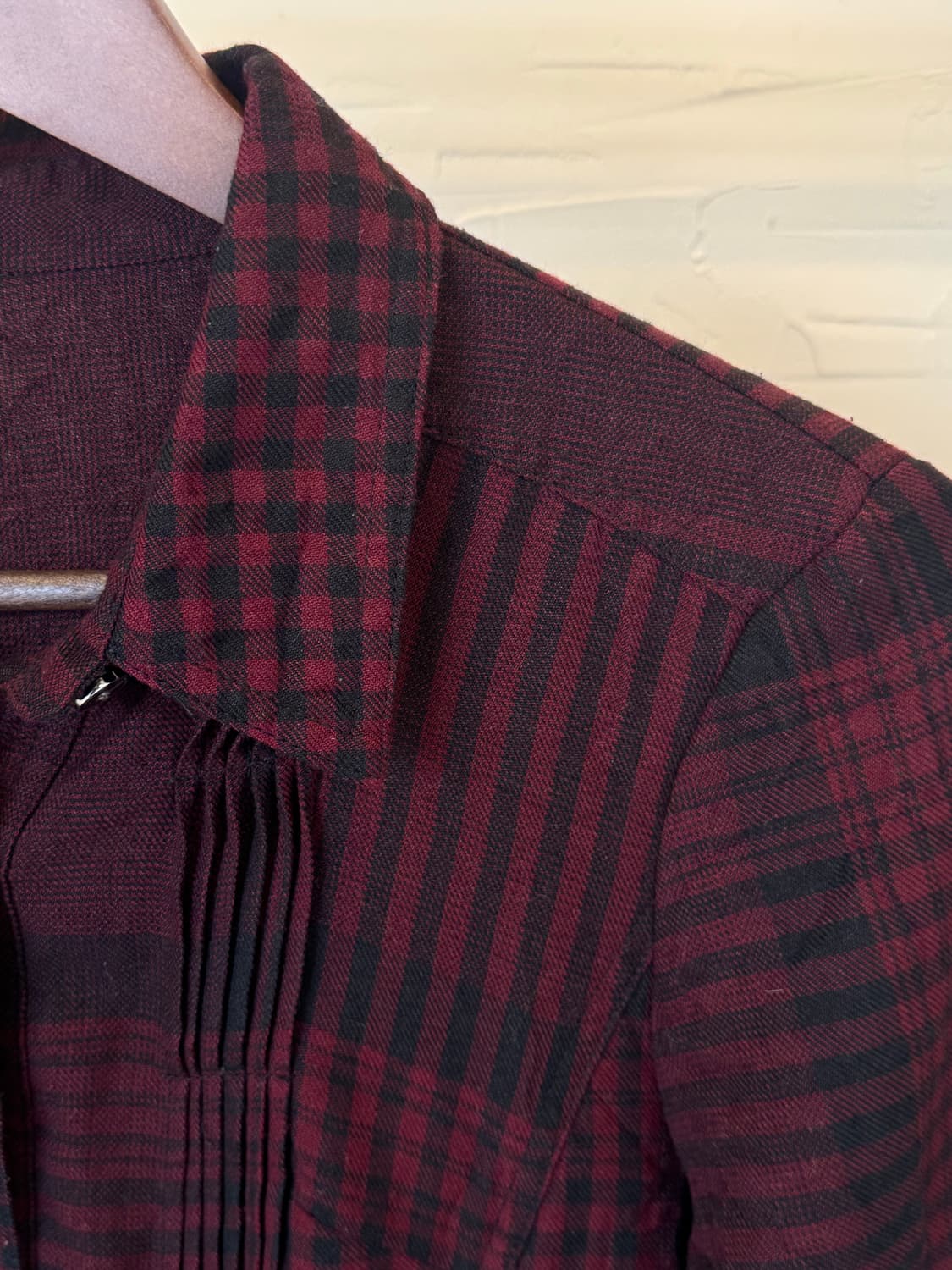 jpn vtg 체크 패턴 핀턱 셔츠 상품이미지3