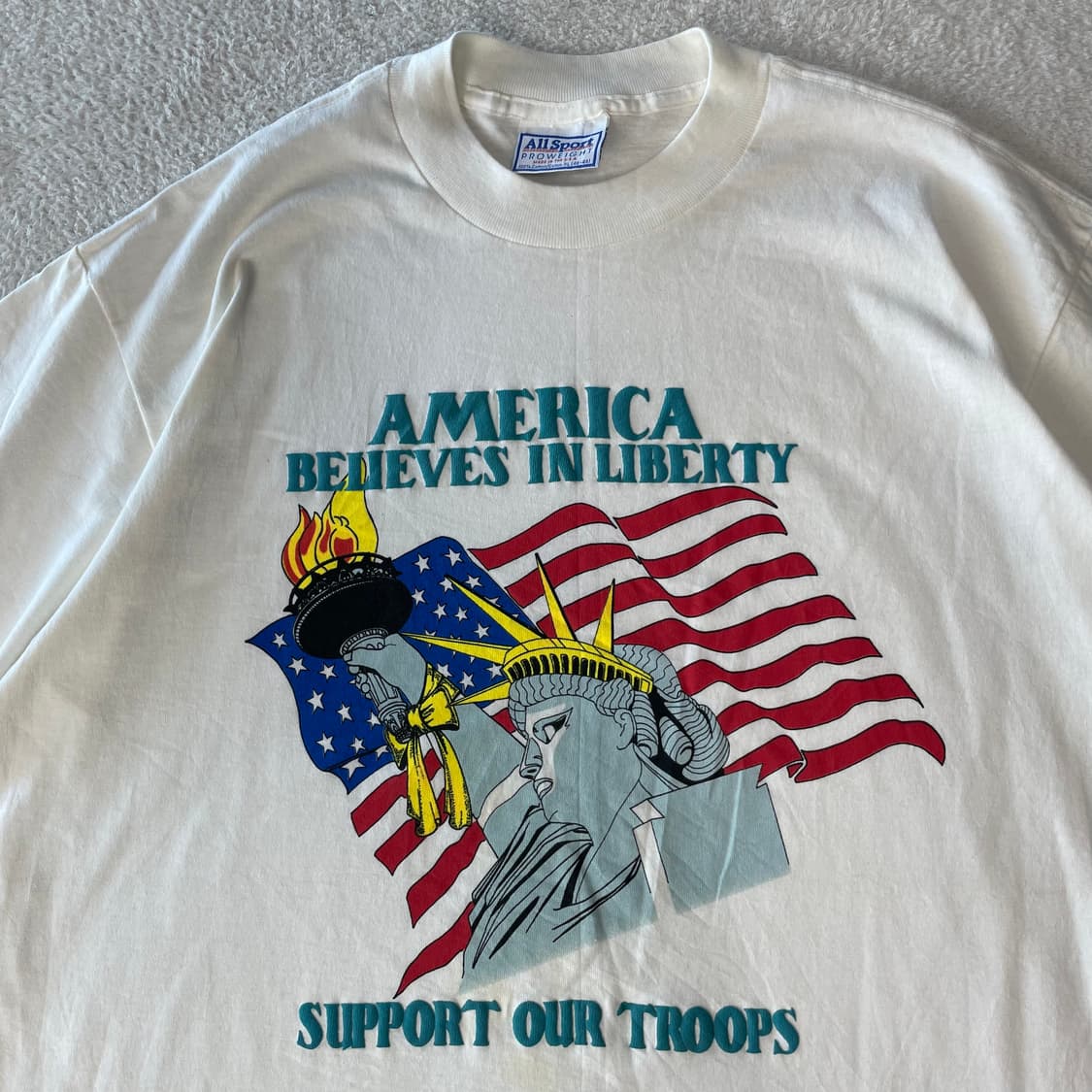 90s All Sport 자유의 여신상 프린팅 반팔 티셔츠 상품이미지3