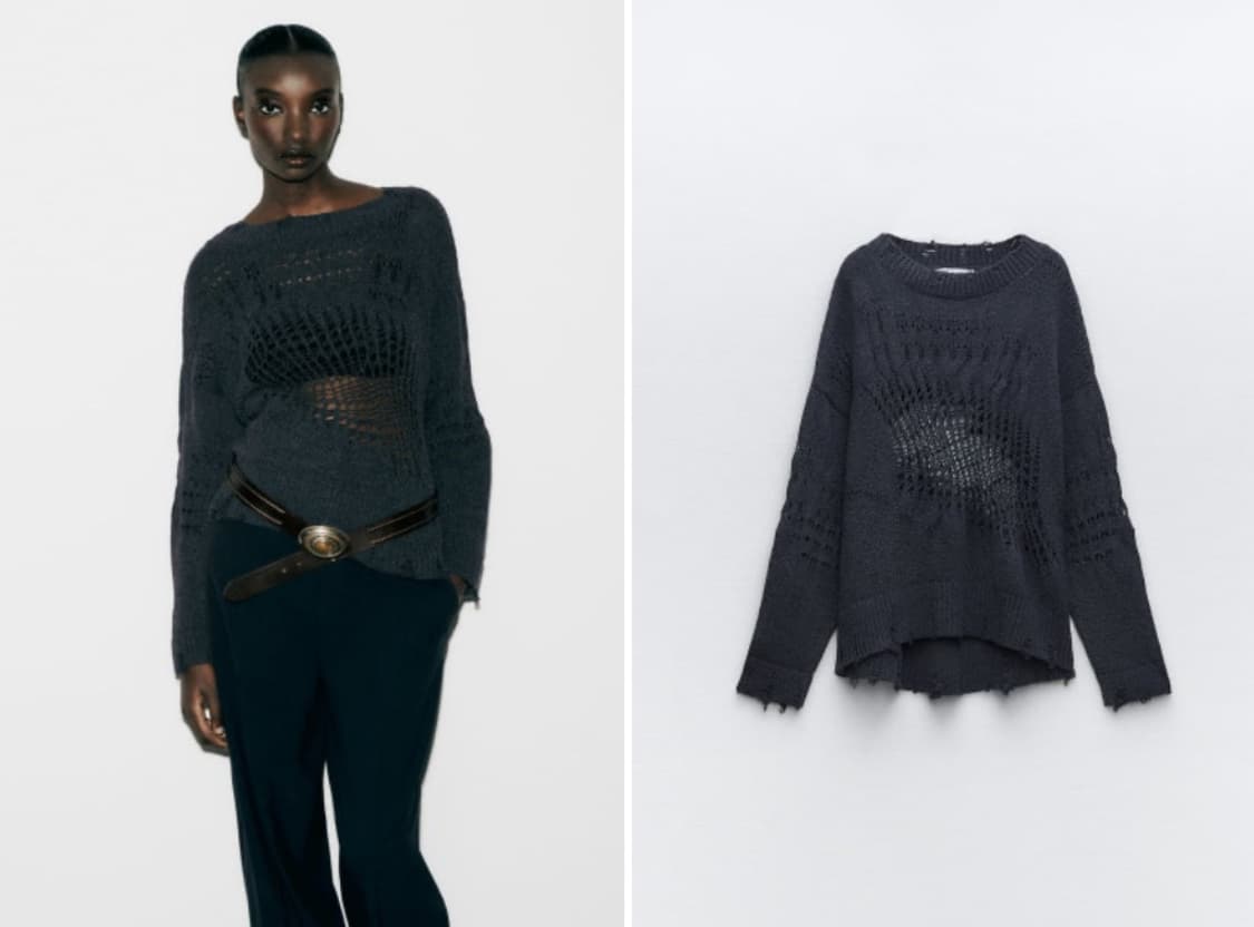 zara destroyed open-work knit 상품이미지6