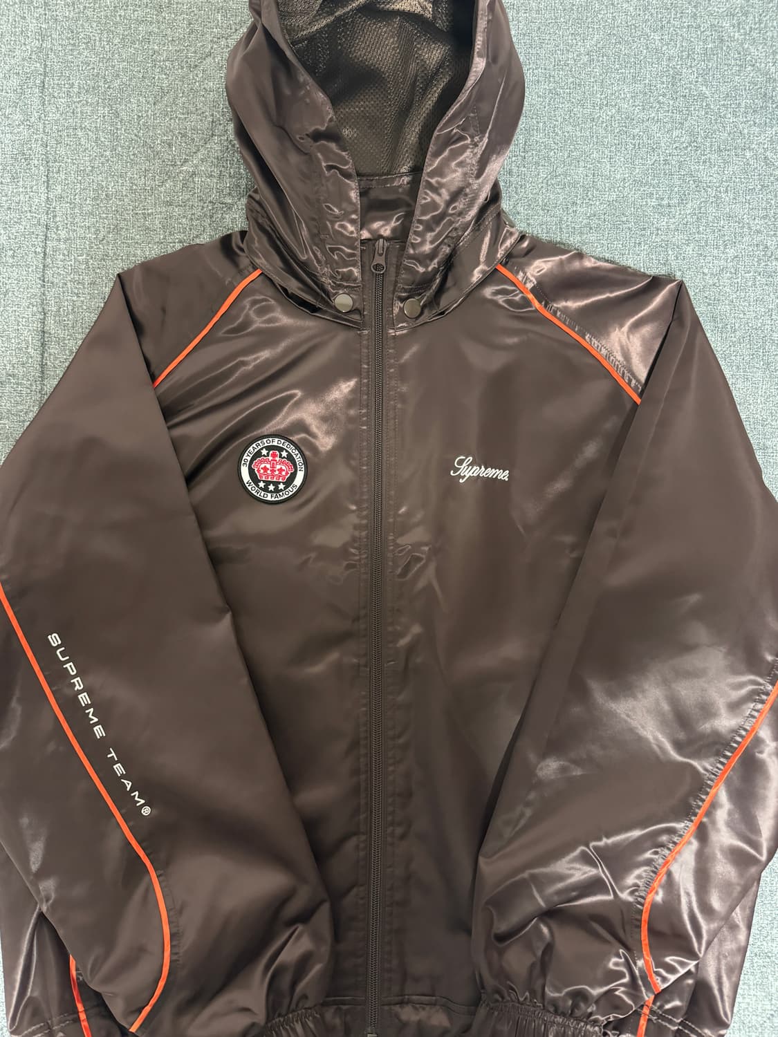 (S)슈프림 사틴 후드 트랙자켓 브라운 상품이미지1