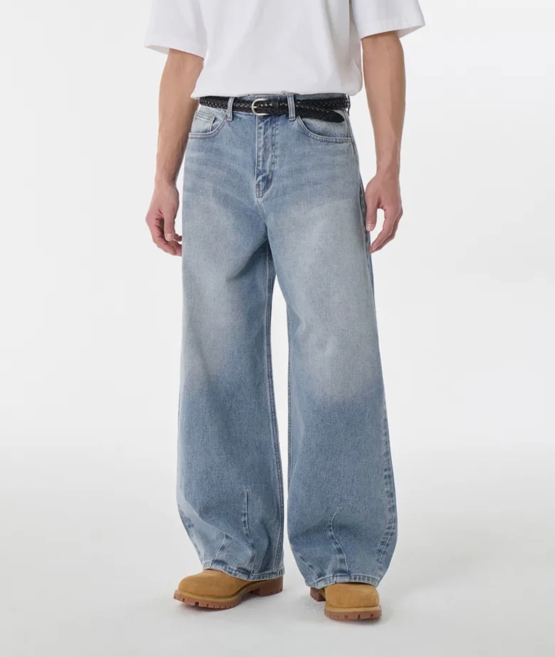 무탠다드 빅 브러쉬 벌룬 데님 팬츠 라이트 인디고 무신사스탠다드 상품이미지1