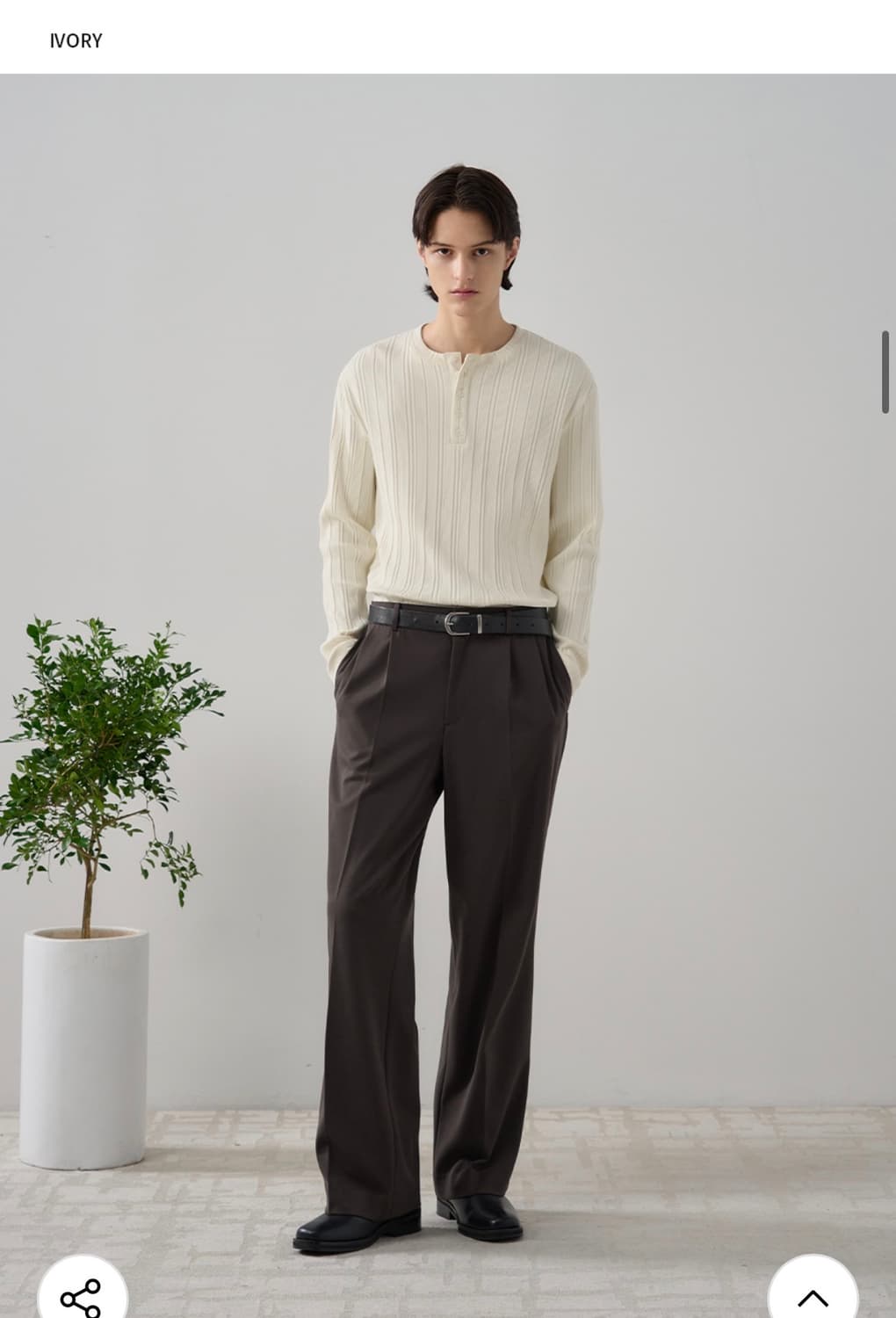 (XL) 드로우핏 리브드 헨리넥 티셔츠 [IVORY] 판매 상품이미지3