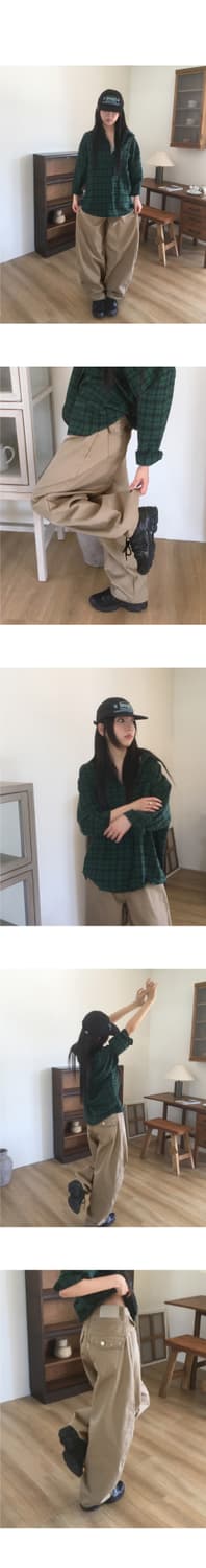 핏츠 스터드 백포켓 줄지 코튼 와이드 팬츠 상품이미지5