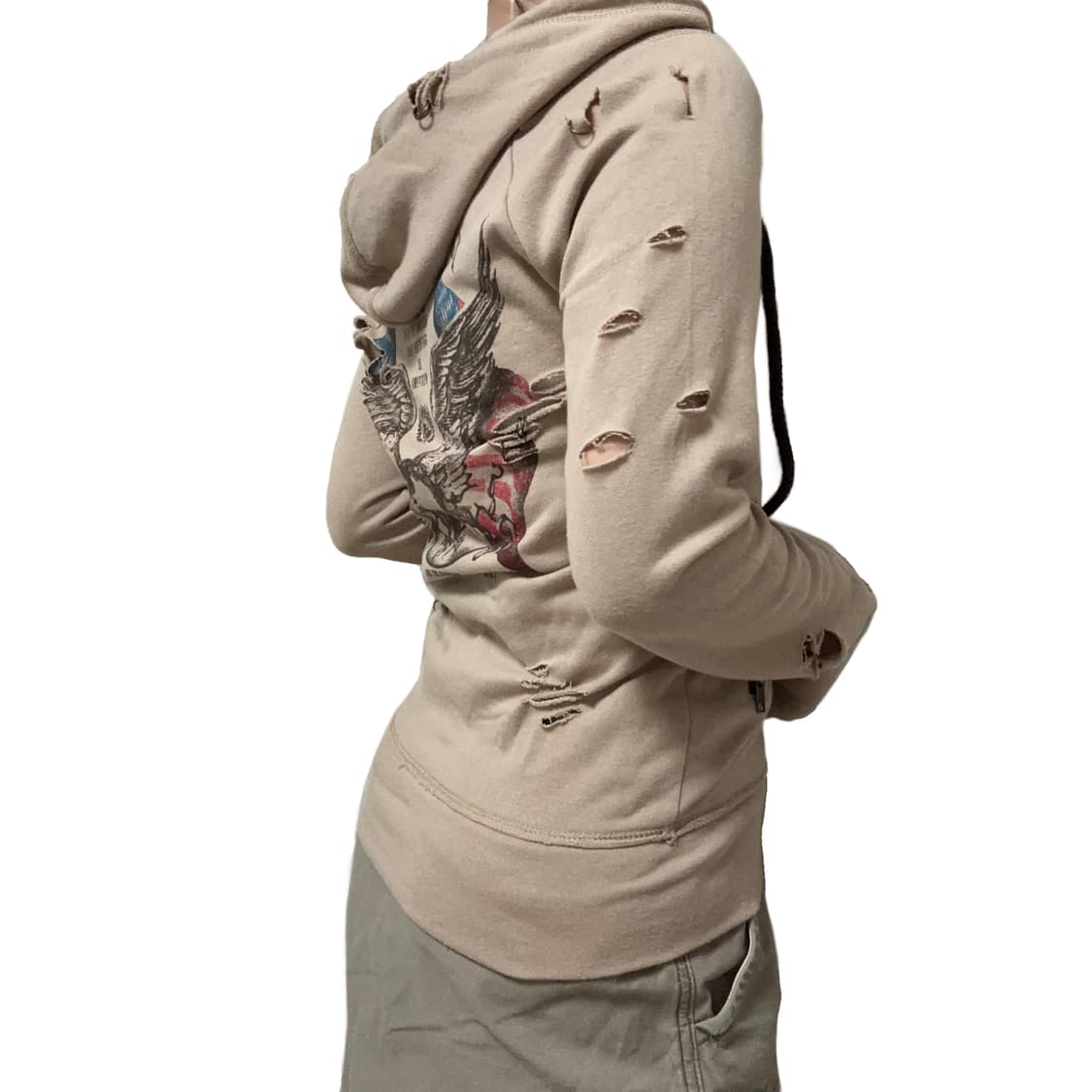 Beige Brown Damage Point Zip U 상품이미지1