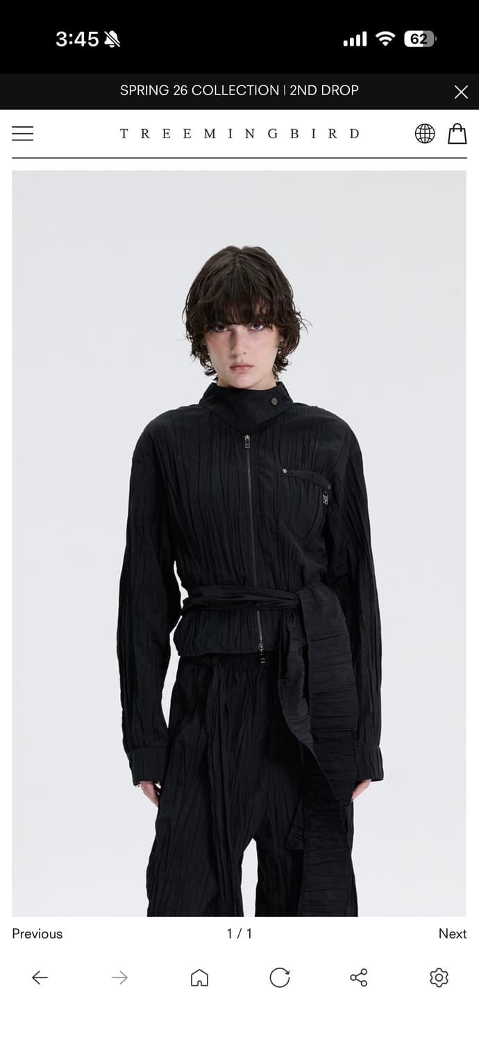 구해요 트리밍버드 Crinkle Back Tie Set-up Shirt 상품이미지1