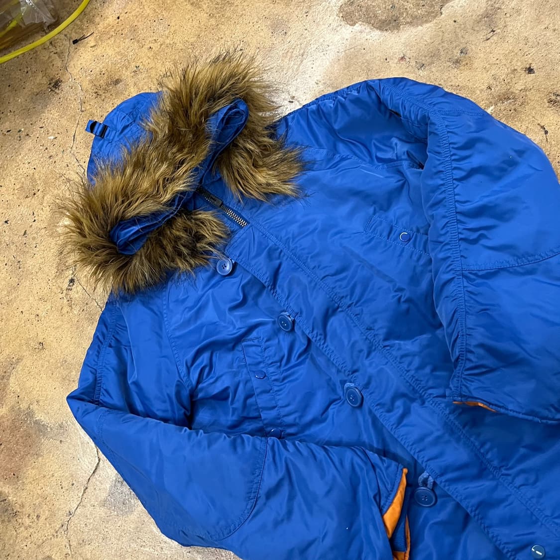 [정품/L] 알파인더스트리 블루 후드 퍼 패딩 점퍼 b19 상품이미지1