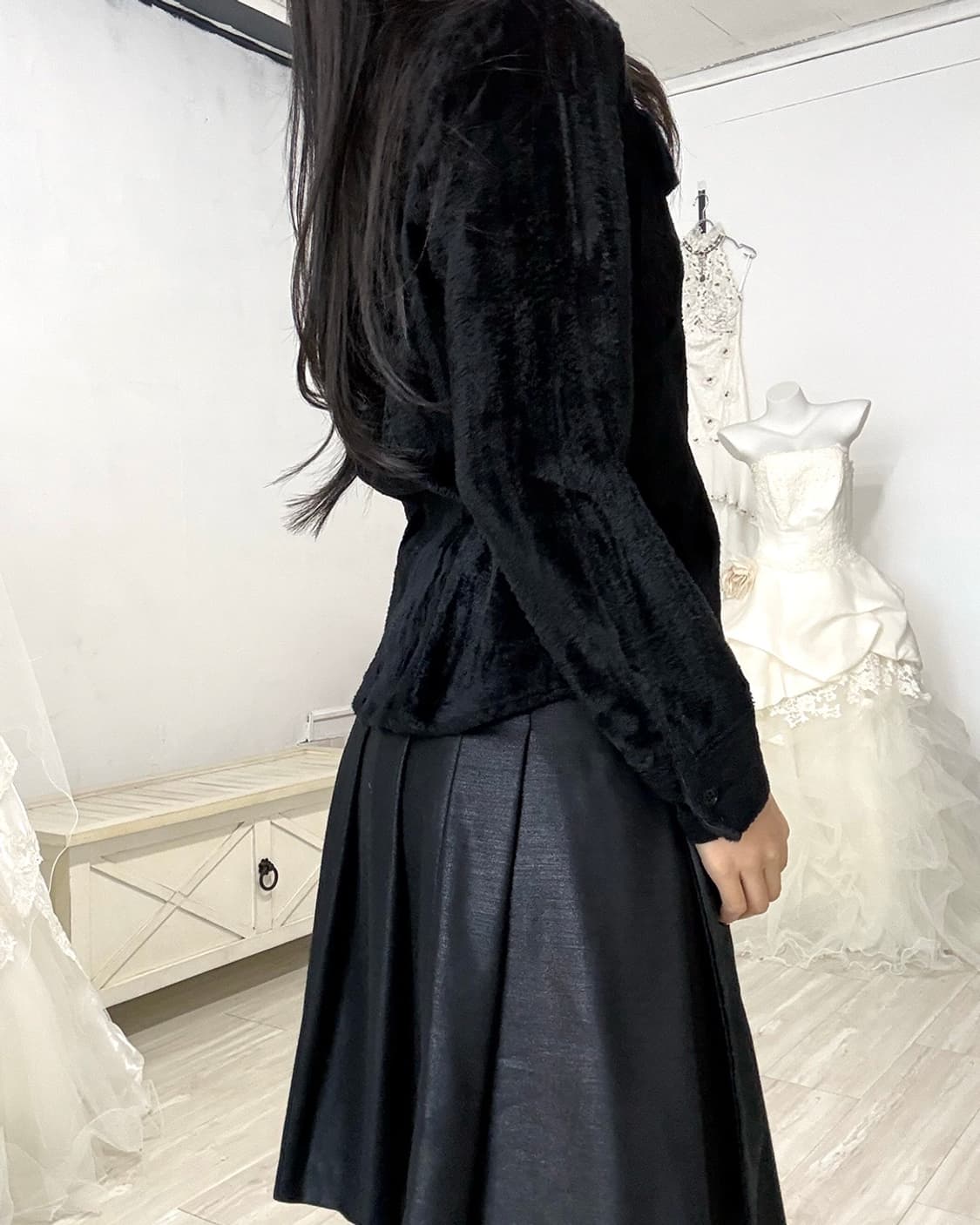 Feminine Black fur shirt 상품이미지5