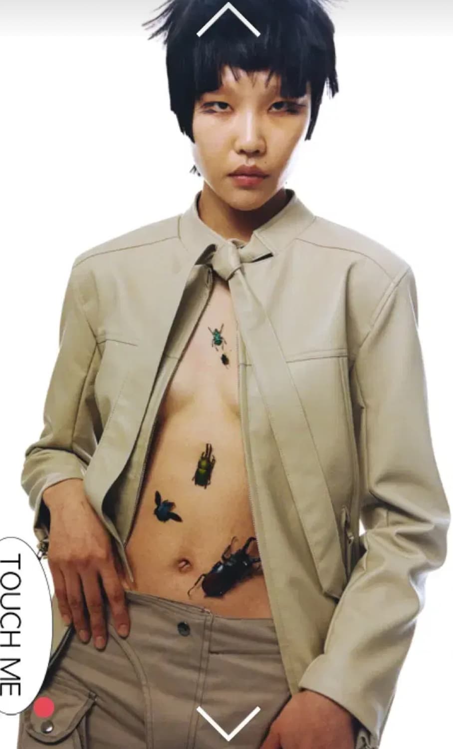 나체 아이보리 레더 자켓 상품이미지1