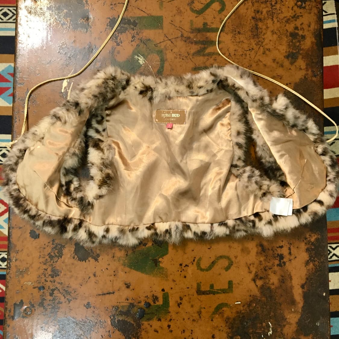 Japan VTG 레오파드 패턴 토끼털 퍼 조끼 베스트 여성 44 55 상품이미지5