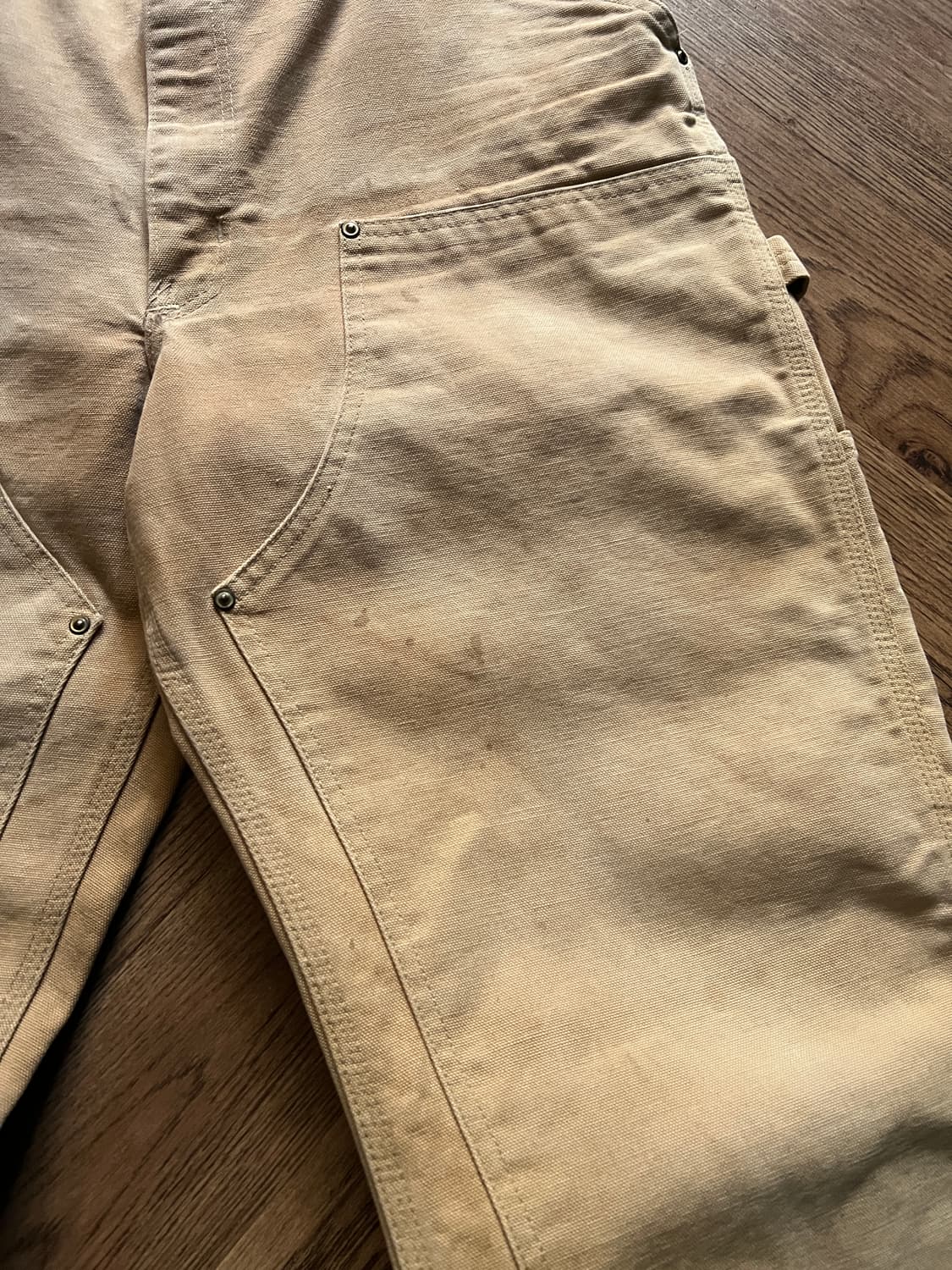 [32]90's 칼하트 유니온메이드 USA 빈티지 페이딩 더블니 워크팬츠 상품이미지3