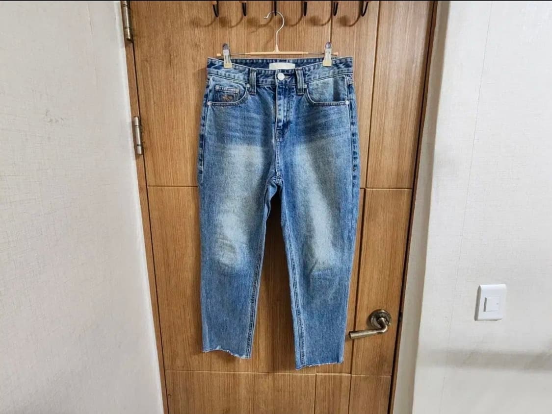 (M)플랙 레귤러 라이즈 크롭 스트레이트 데님 팬츠 상품이미지1