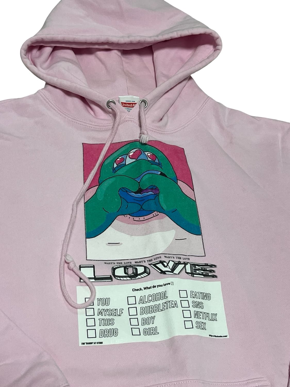 United Athle pink  LOVE hoodie L 상품이미지2