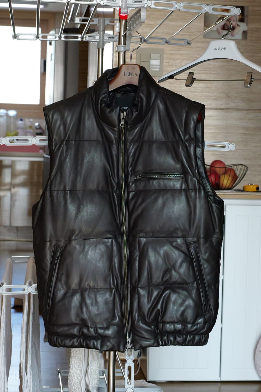 VINCE 빈스 가죽 패딩 조끼 딥브라운 M 상품이미지1