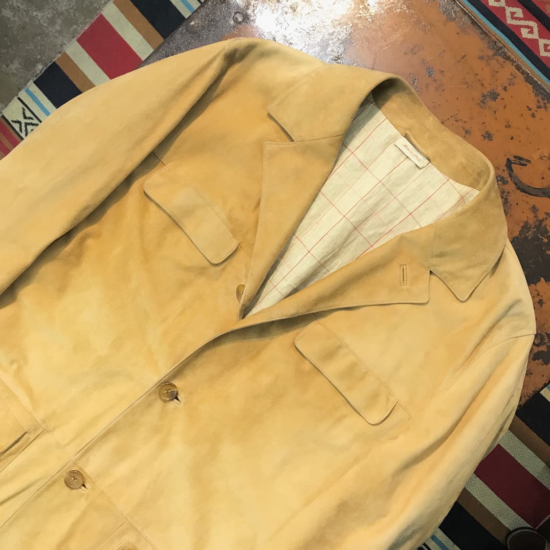 Italy Longhi 베이지 스웨이드 3버튼 자켓 남성 105 사이즈  상품이미지2