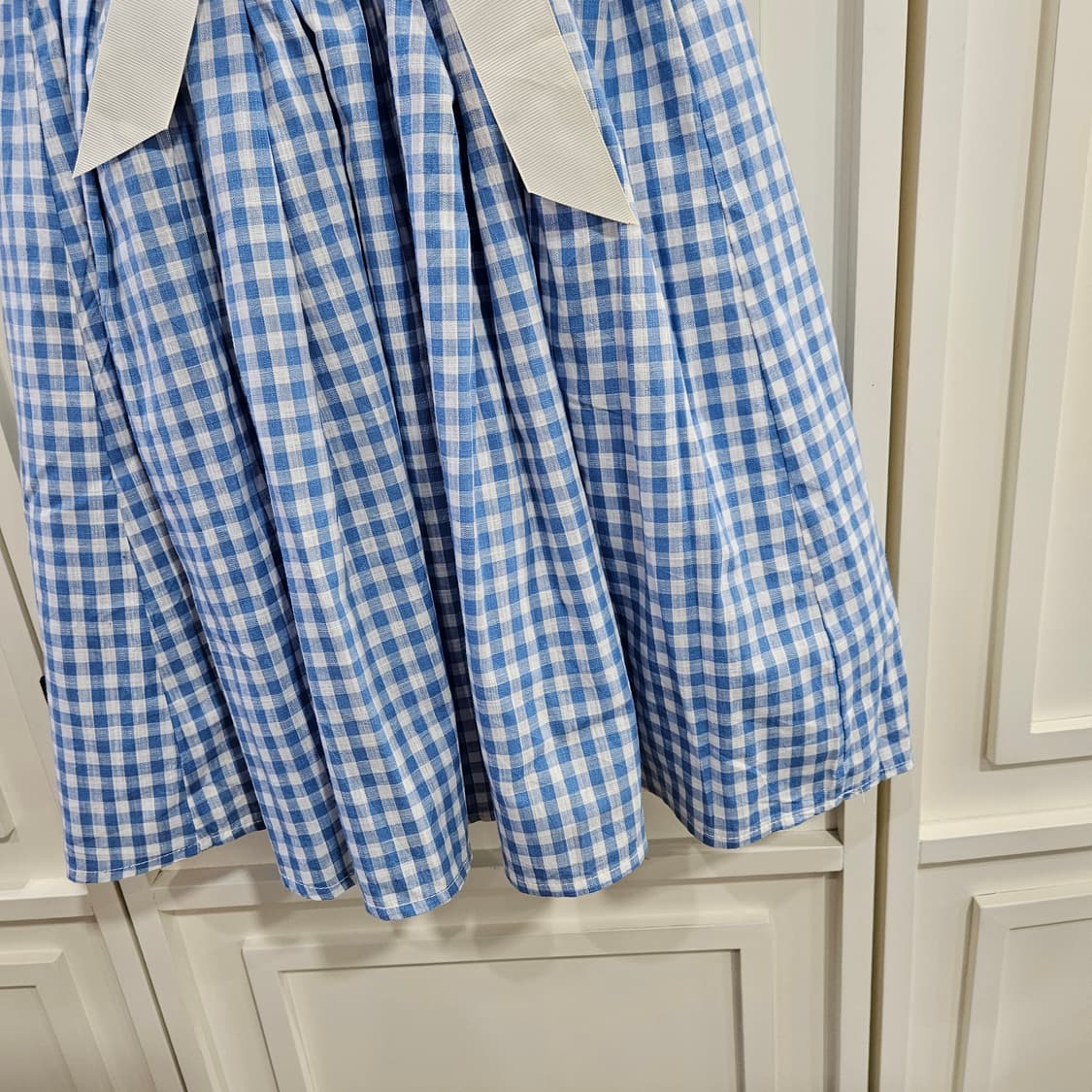 블루 깅엄체크 플레어 원피스 상품이미지6