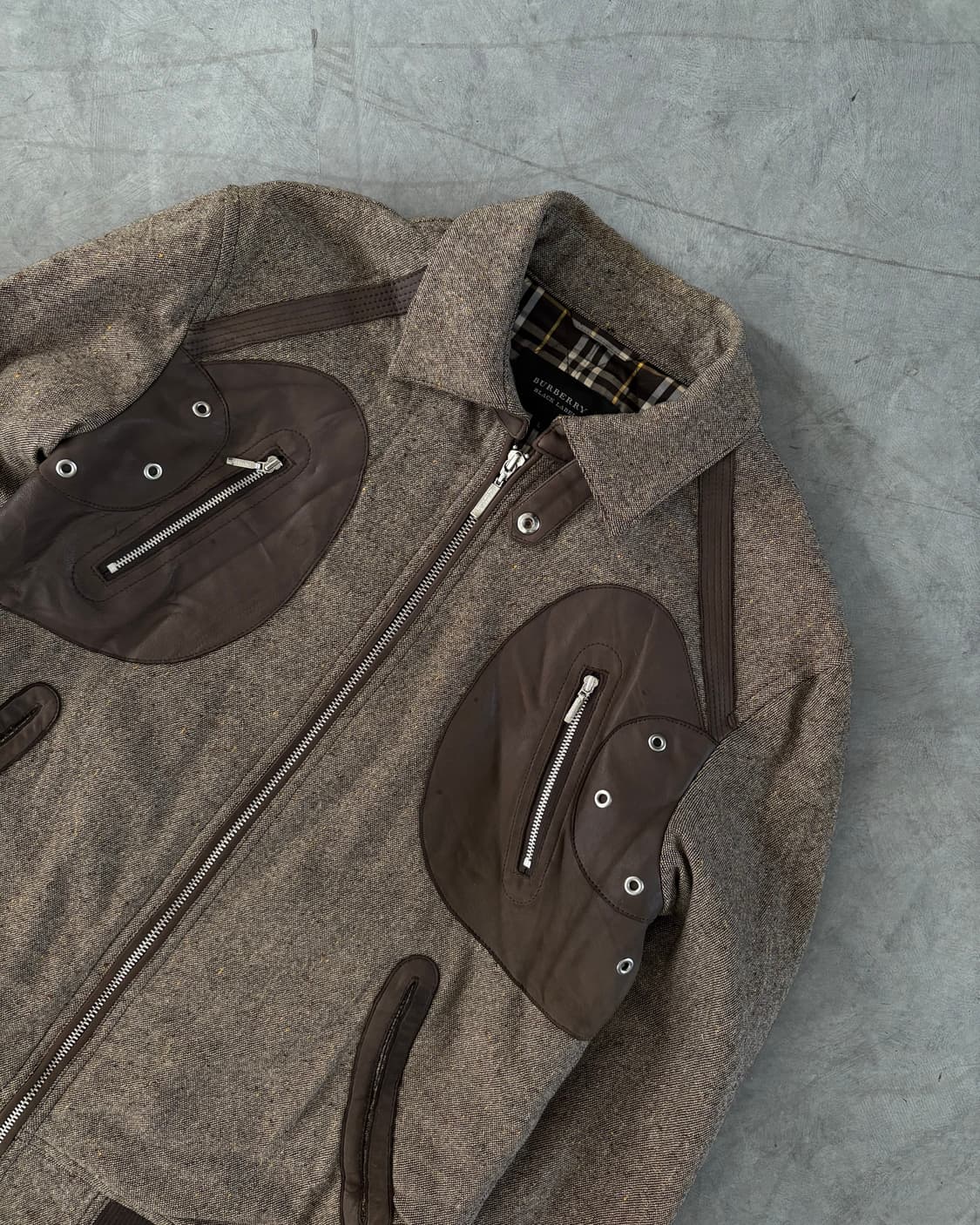 Burberry 버버리 블랙라벨 울 레더 디테일 자켓 상품이미지2