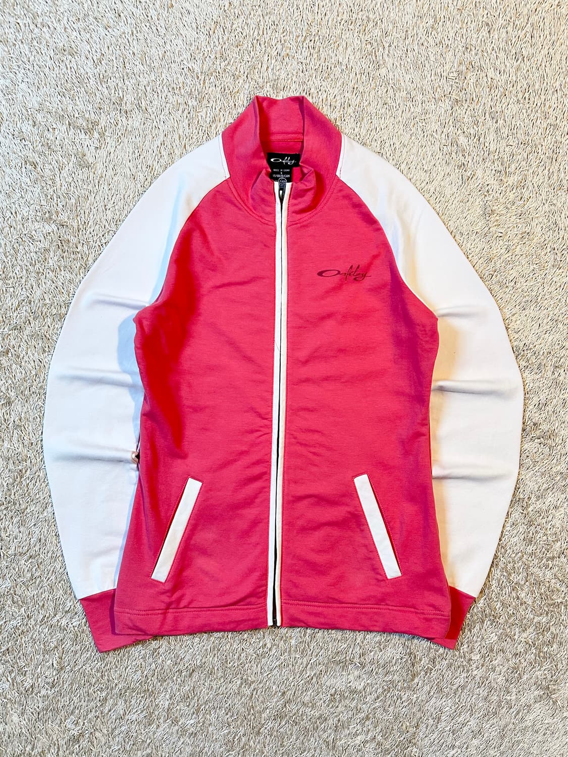 희귀) 오클리 OAKLEY 백로고 코튼 배색 집업 자켓 핑크 상품이미지1