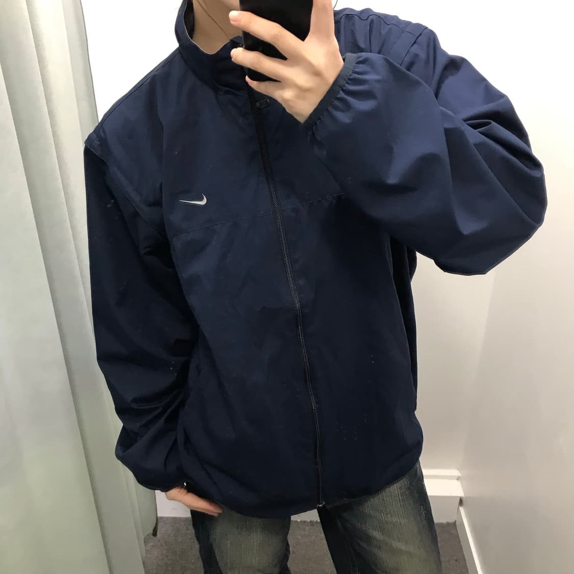 나이키 네이비 팔 탈부착 바람막이 상품이미지4