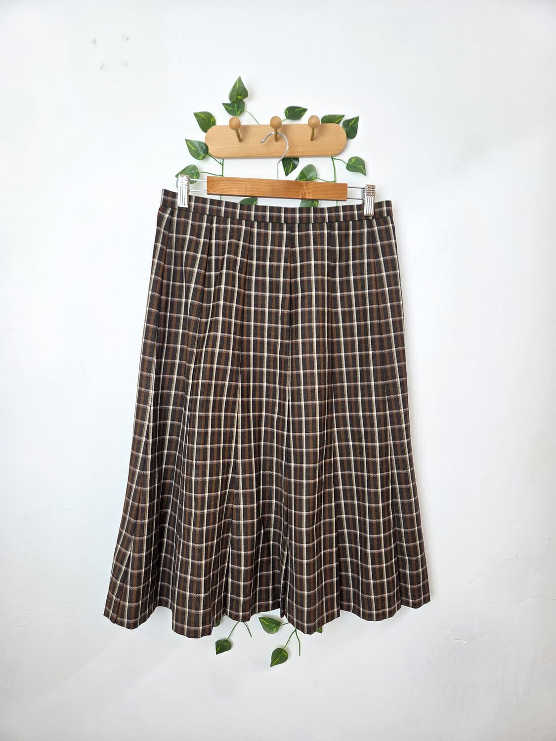 브라운 체크 울스커트 상품이미지1