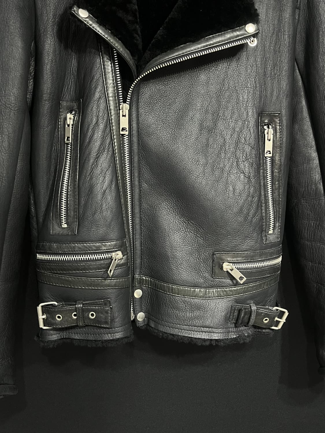 양털 2양가죽 더블라이더 시어링 자켓 상품이미지4