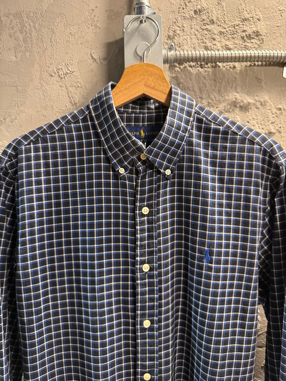 M 폴로 랄프로렌 POLO 슬림핏 체크 버튼다운 셔츠 네이비 상품이미지4