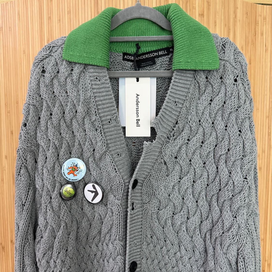 앤더슨벨 그레이 그린 브이넥 가디건 상품이미지2