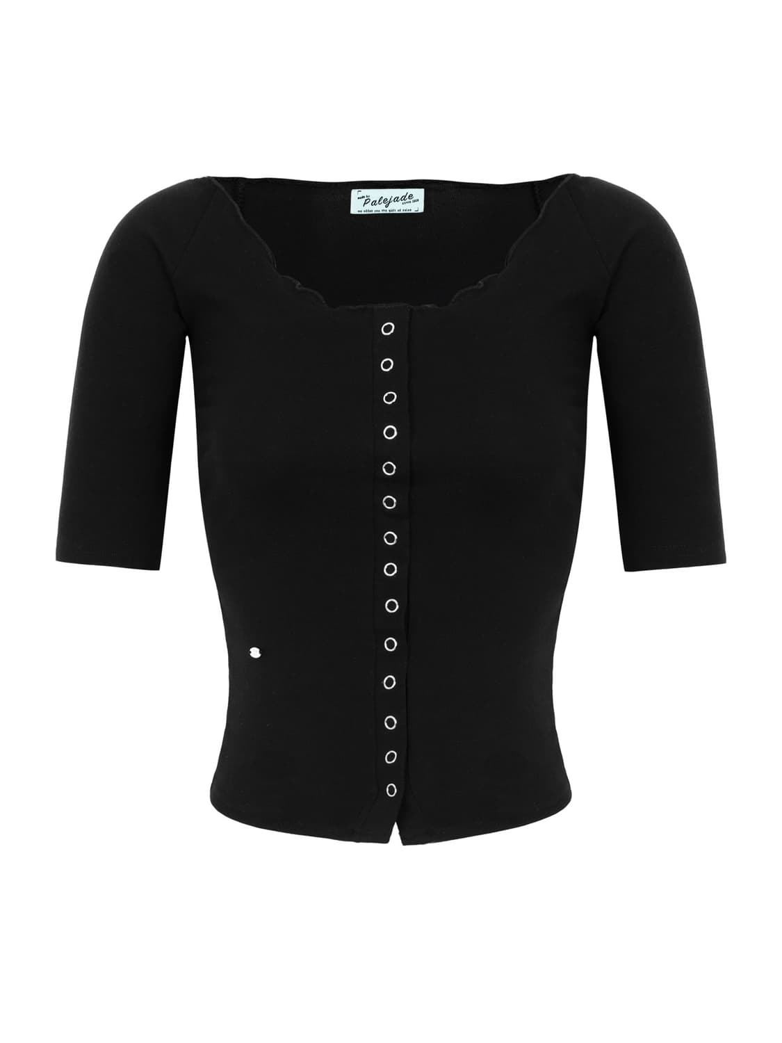 페일제이드 하프 슬리브 웨이브 스냅 티 블랙 상품이미지2