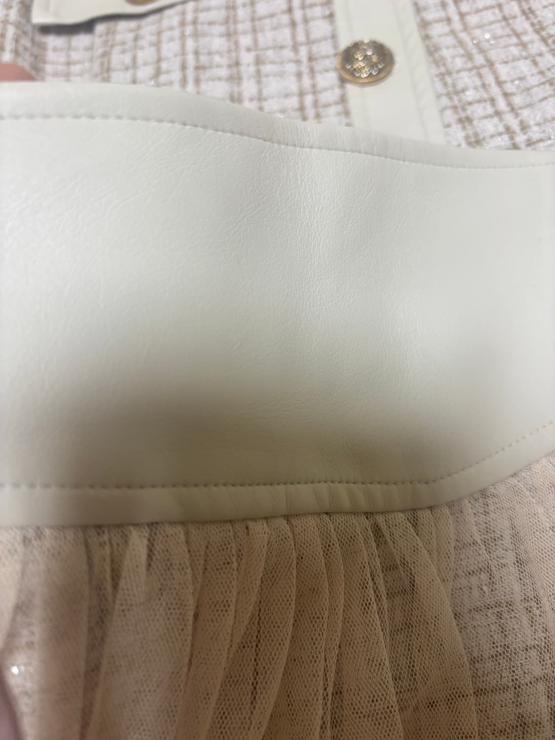 수입의류 가죽 하이웨스트 롱샤 트위드 스커트 (S) 상품이미지4