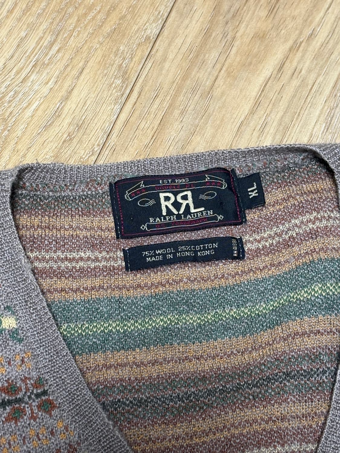 XL) 90s RRL 페어아일 니트 베스트 상품이미지4