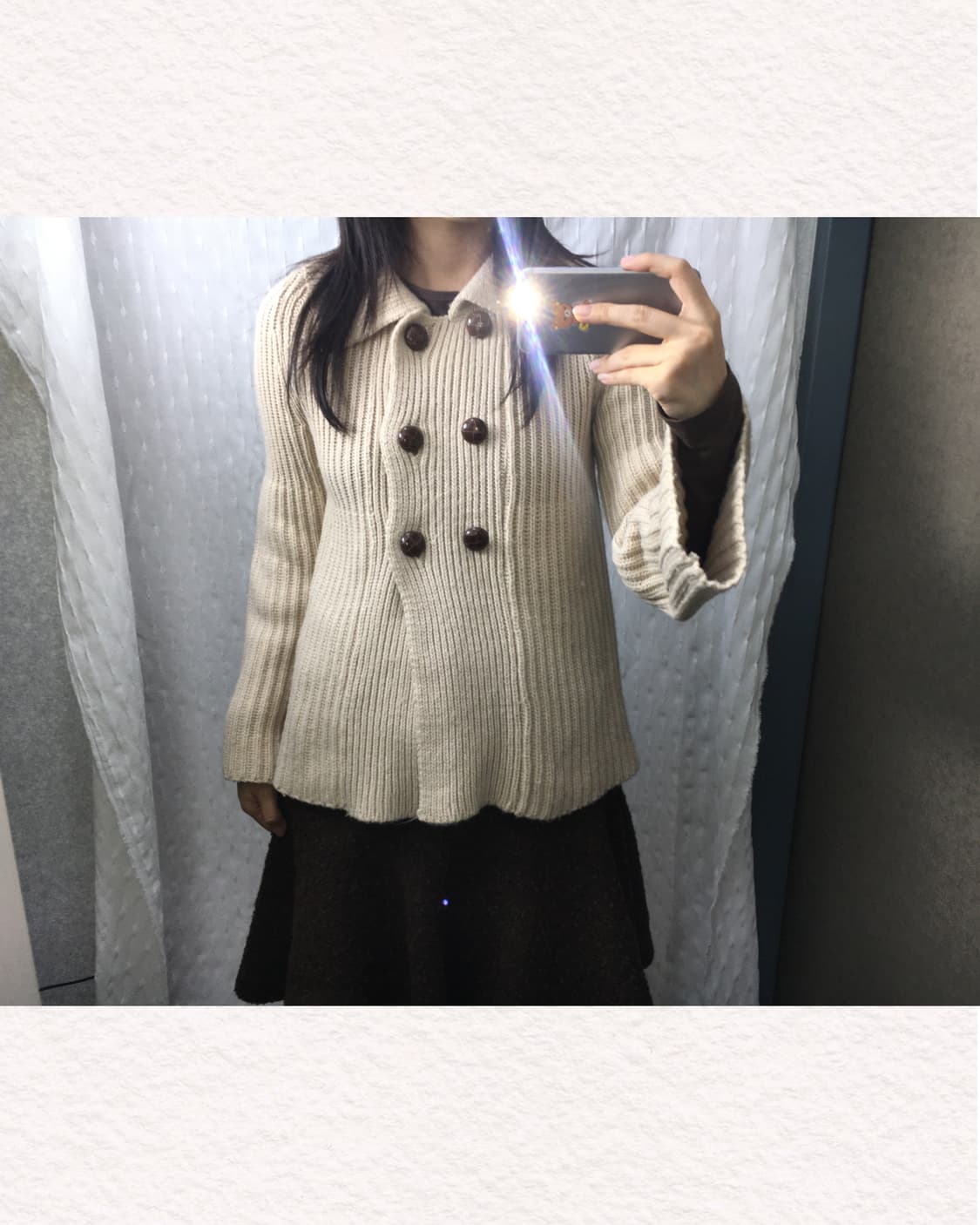 베이지 우드단추 니트 가디건 상품이미지2