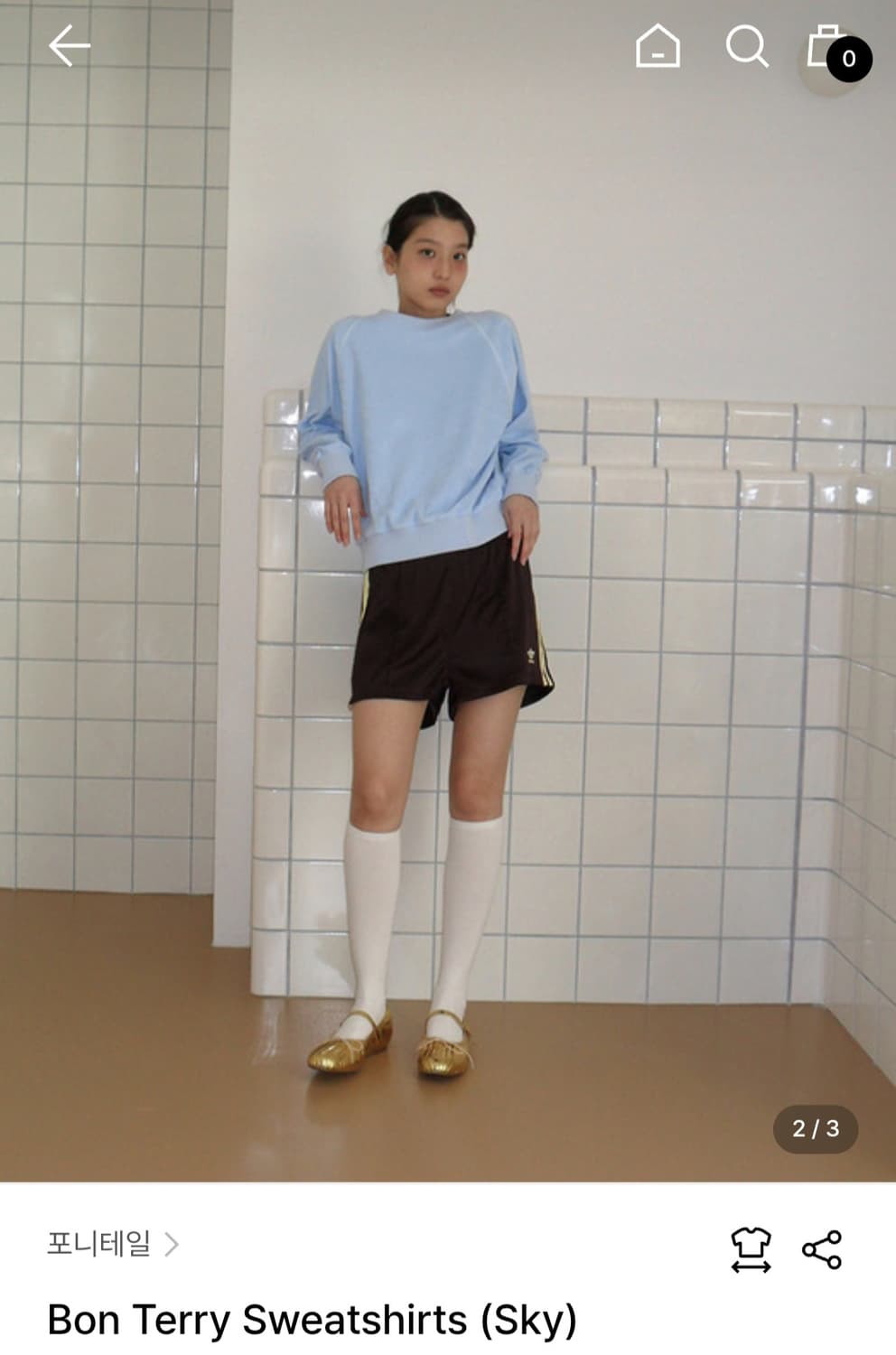 포니테일 Bon Terry Sweatshirts(Sky) 롱슬리브 맨투맨 상품이미지2