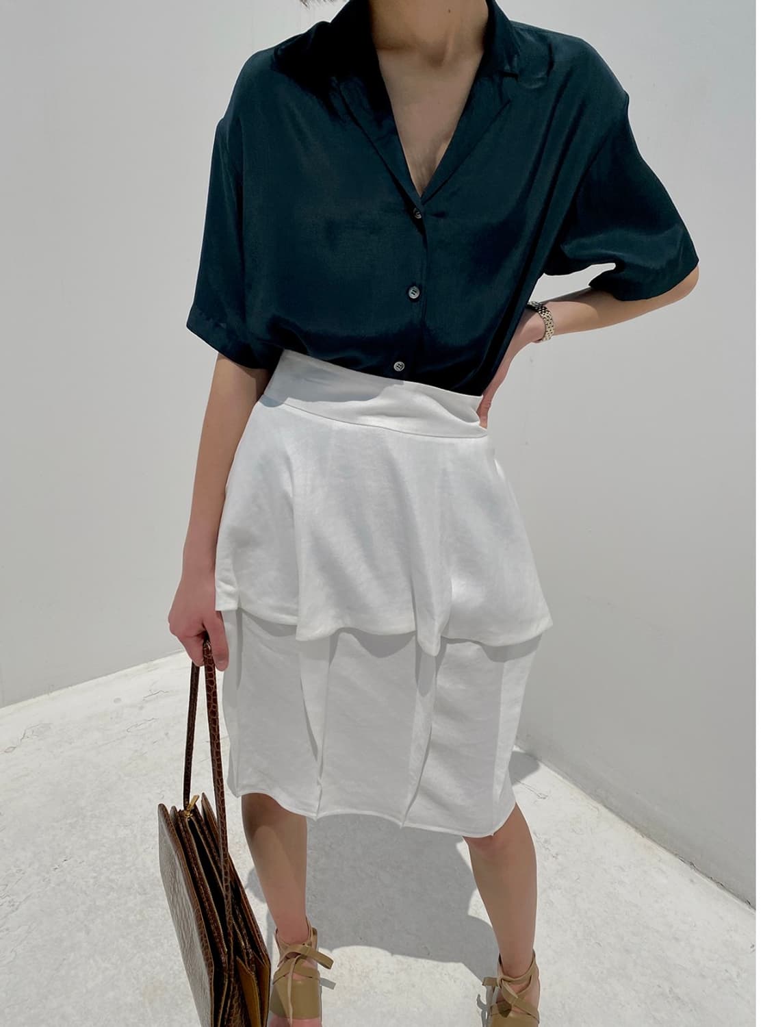 새상품) 드래곤블루스 크루즈 입체 미디 스커트 아이보리 M 상품이미지3