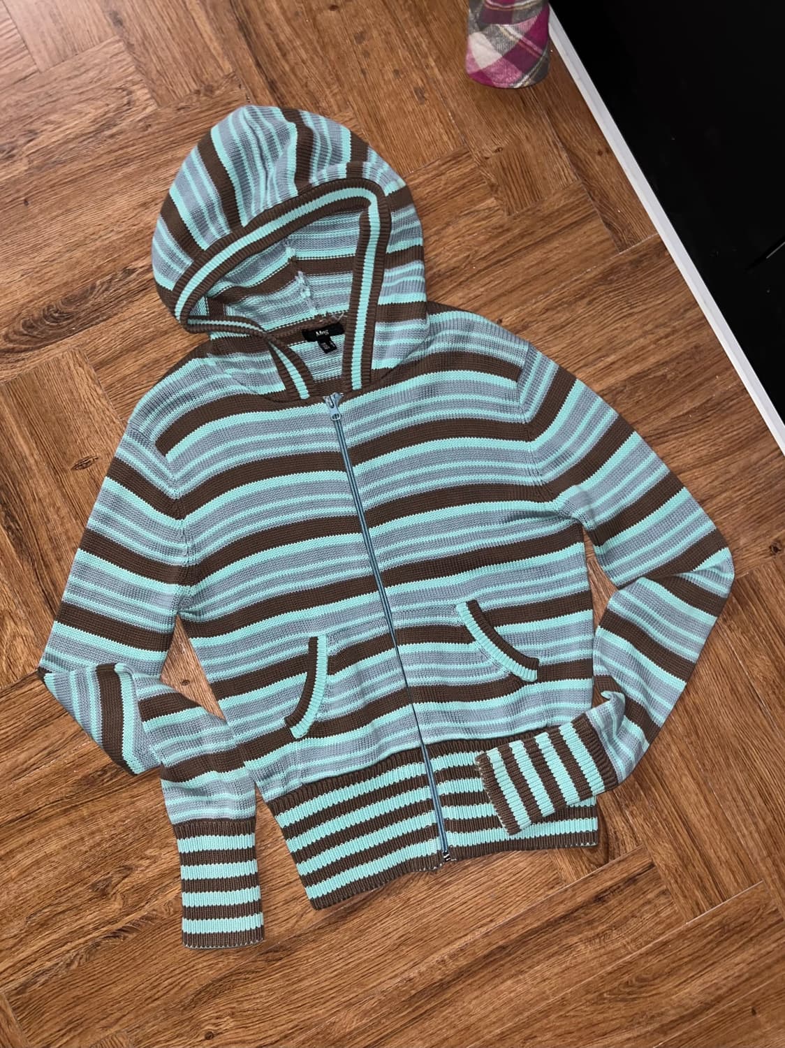 빈티지 스트라이프 니트 후드집업 상품이미지2